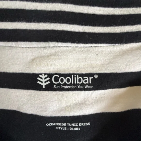 Women’s Coolibar Oceanside Tunic Black and White Striped Dress Sz M - Picture 5 of 10